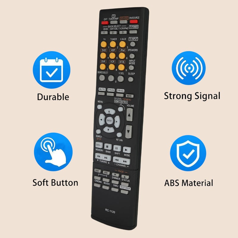 Kassionel جهاز تحكم عن بعد مستبدل RC-1120 RC1120 مناسب لجهاز استقبال Denon AV AVR-590 AVR-591 AVR390 DHT590BA AVR-1610 AVR-391 - Image 3